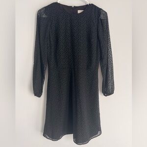 Loft Black Velvet Polka Dot Dress